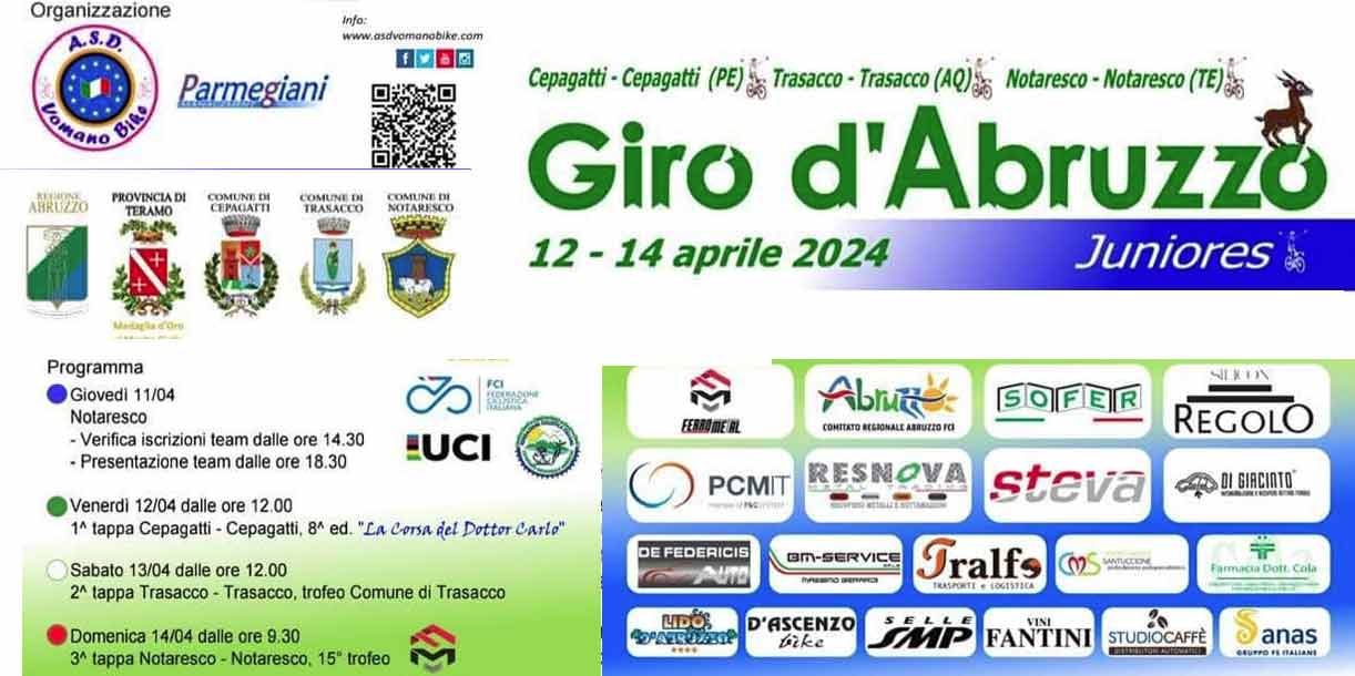 Dal 12 al 14 aprile si pedala al Giro d’Abruzzo juniores