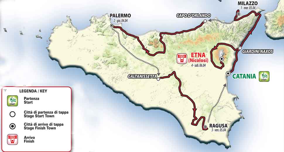 Svelato il percorso del Giro di Sicilia